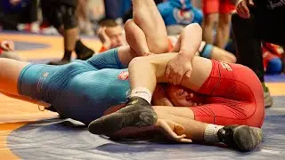 U17 Denys Mokrohuz (UKR) vs Mateusz Zawadzki (POL) 71kg. Freestyle boys youth wrestling. B-cam-man
