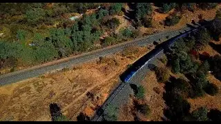 (4K)- Aerial Chase: California Zephyr Train #5 Ft. Amtrak 822 at New Castle and the Penryn Curve!