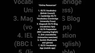 *Online Resources*1. IELTS Vocabulary (British Council)2. Cambridge #englishmastery #vocabularylearn