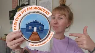 Elevating my Perth Blue Boat House embroidery with watercolour and acrylic painting!