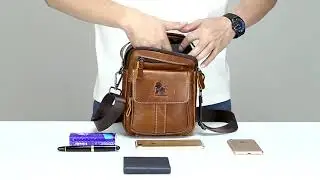 Men's Leather Purse Small Messenger Bag Zipper Crossbody Shoulder Bag