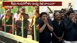 YSRCP MLAs Protest with black Dress at Podium Over MLA Roja Denied Entry Into AP Assembly