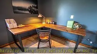 Desk, Wood L Shaped Office Desk, Reclaimed Wood and Custom U Shape Legs Desk, Choose from size and