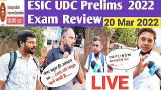ESIC UDC  Review (20 March 2022) | ESIC EXAM Analysis l ESI UDC Exam l