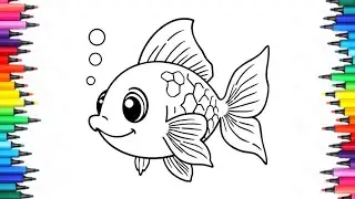 #HOW TO DRAW AND COLOUR EASY WAY OF CUTE FISH 🐠🐠🐠🐠MADE FOR KIDS AND TOLDERS 🥰🌺