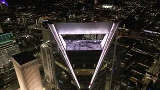 Charlotte Duke Energy Tower at night flyover | 4K drone footage