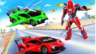 Flying Limo Police Helicopter Car Robot Games#07