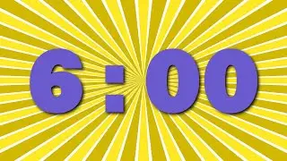 6 minutes Silent Countdown Timer | Bold Blue Font on Yellow Radial Background | No Music, No Sounds