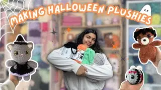 Crocheting Halloween Plushies 🐈&zwj;⬛🎃🧡// Crochet Vlog 🧶