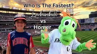 Race against Mascot Homer The Dragon.  Homer met his match - Charlotte Knights (5/21/23)