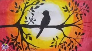 How to draw a alone Bird oil pastel// drawing for beginners//