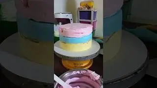 easy 2 tire cake decoration video #cake #cakedesign #unicorntheme  #unicorn theme cake #cakeideas