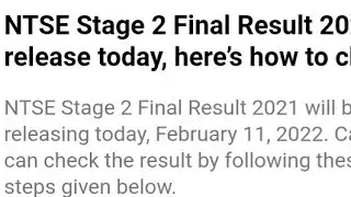 NTSE STAGE 2 FINAL RESULT 2021 RELEASED TODAY, HOW TO DOWNLOAD, LATEST NEWS FOR NTSE STAGE 2 RESULT