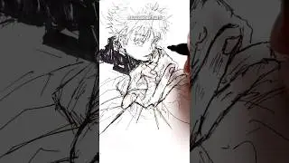 Speed drawing Gojo 200% hollow purple #art #shorts