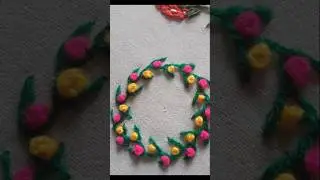 So beautiful and floral design #featherstitch #frenchknotstitch  #easystitch #beginnersstitch #viral