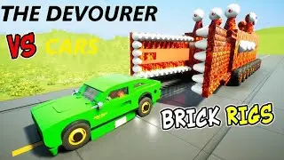 THE HUGE LEGO DEVOURER VS LEGO MACHINES IN BRICK RIGS! THE FUNNIEST LEGO CHASES ON THE DEVOURER!