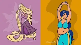 Artist Reimagines Disney Princesses As Plus Size Women || Funny Cartoons #02 || Special Videos #01.