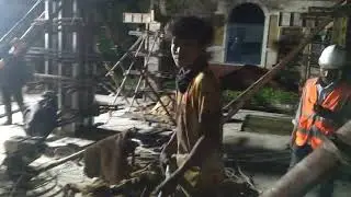 Casting concrete for column when night😓😍.