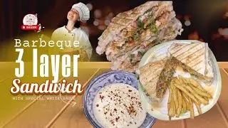3 Layer barbeque Sandwich and white sauce +sandwich sauce #sandwichrecipe 