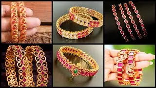 Antique Kemp Stone Bangles/Creative Gold jewellery collection /Trendy designer Ruby Bangle