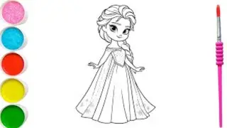 How To color pink Cute Elsa | Frozen | ice queen | Drawing Tutorial