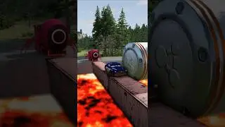 Funny and Crazy cars VS Bollard and Lava in BeamNG.drive