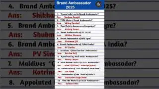 Brand Ambassador 2025 | Brand Ambassador 2025 list | important Brand Ambassador Current Affairs