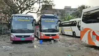 London Express MAN and Saintmartin Hyundai take rest at their ground... Buses of Bangladesh...