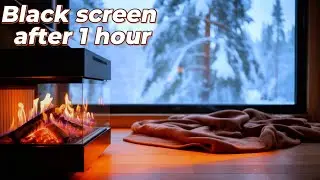 8 Hour Deep Sleep Fireplace & Wind Sounds (Black Screen after 1 Hour)