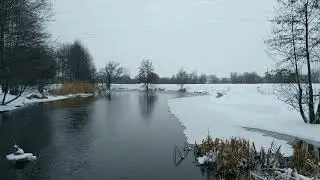 #lake#snow#watersounds#music Lake Scenery Snow Cover Relaxing Watersounds Music 🎵 🎶