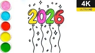 Happy new year 2026 💐beautiful drawing// new year special drawing//step by step 