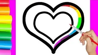 How to Draw 3D Hearts with Rainbow Colors For Children, बच्चों के लिए इंद्रधनुष के रंगों के साथ 3D