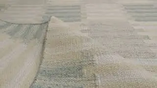 Rug & Kilim&rsquo;s Scandinavian-Inspired Rug, Geometric Patterns in Blue & Cream -35197