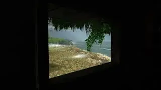 Rustic Rainy Retreat: Cozy Beach Cabin Window View on a Rainy Day | Wind, Rain and Beach Sounds ASMR
