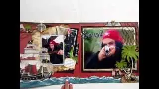 Scrapbooking: Two Page Pirates of the Caribbean Layout (12x24) with Techniques