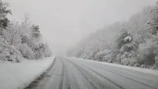 Live showing snowy winter weather conditions in Worcester, Massachusetts