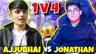 Total Gaming CHALLENGE Jonathan Gaming 1v4 😲 | FF VS BGMI | Ajjubhai First Event After Face Reveal