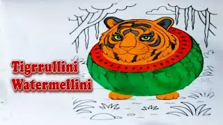 Tigrrullini Watermellini 🍉 | Italian Brainrot Meme Coloring Process | Funny Meme Art 2025