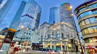 Financial City of London Looks Empty - During Lockdown of 2021, 4k Rainy Walk
