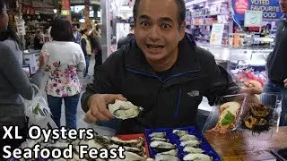 HUGE XL OYSTERS Fresh Seafood Feast at South Melbourne Market - Australian Food Tour
