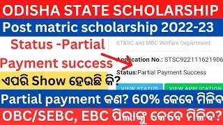Odisha Post matric scholarship ll Status show Partial payment success ll Scholarship big Update