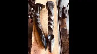 Blacksmith Forging Oyster Shucker Bottle Opener out of a Railroad Spike