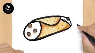 #867 Come disegnare un cannolo (pasticcino italiano) - Tutorial di disegno facile