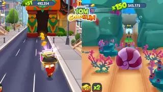 Talking Tom Gold Run Street Jam - Pirate Ginger vs Football Tom (android)Raccoon Fight