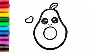 🥑 How to draw a cute Avocado EASY step by step / Cartoon Avocado 🥑 Drawing, Coloring