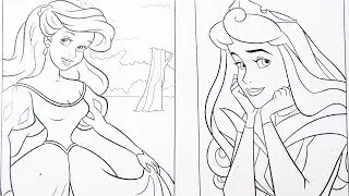 Colouring Disney Princesses Ariel & Aurora