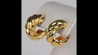 ESTATE - 18K Yellow Gold Twist Hoop Earrings