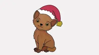 how to draw a christmas cat | step by step christmas cat drawing