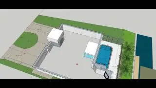 3D Model of Circled Driveway and Swimming Pool with Enclosure #3DModel #SwimmingPool #DrivewayDesign