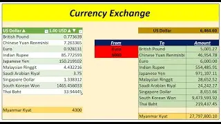How to make live currency exchange with excel? | Exchange rate တွက်နည်း